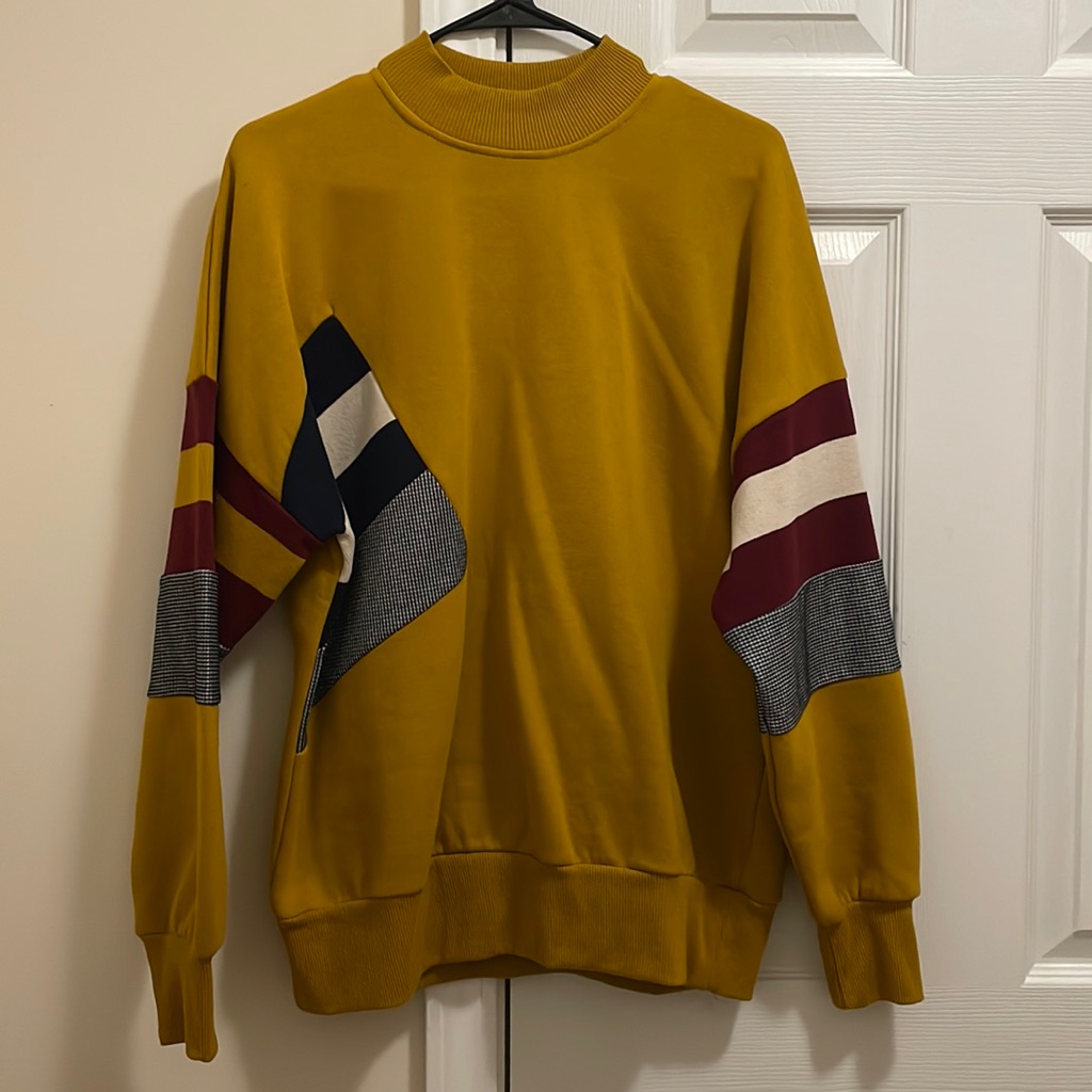 Patchwork Mock Neck Sweatshirt